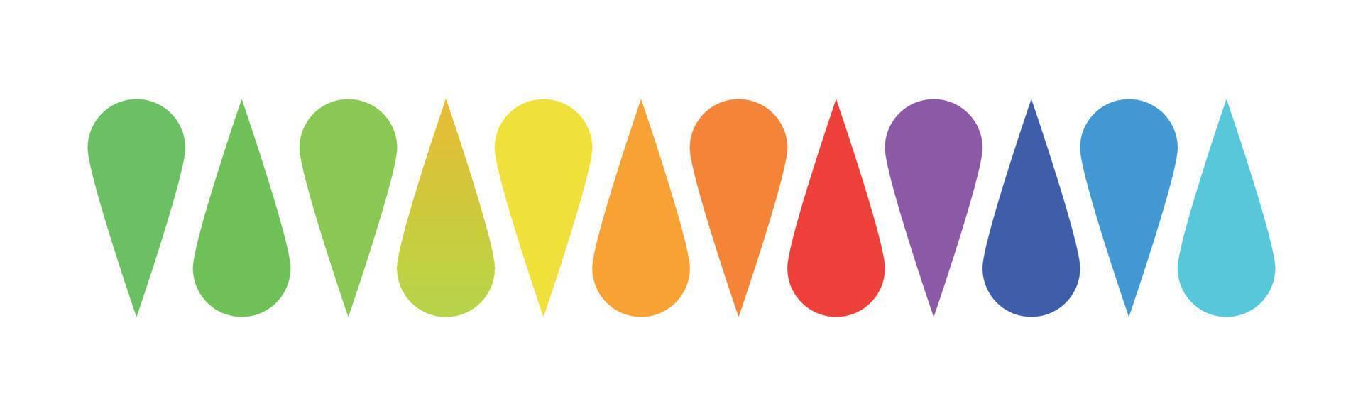 Panoramic palette of all colors of the rainbow on a white background - Vector