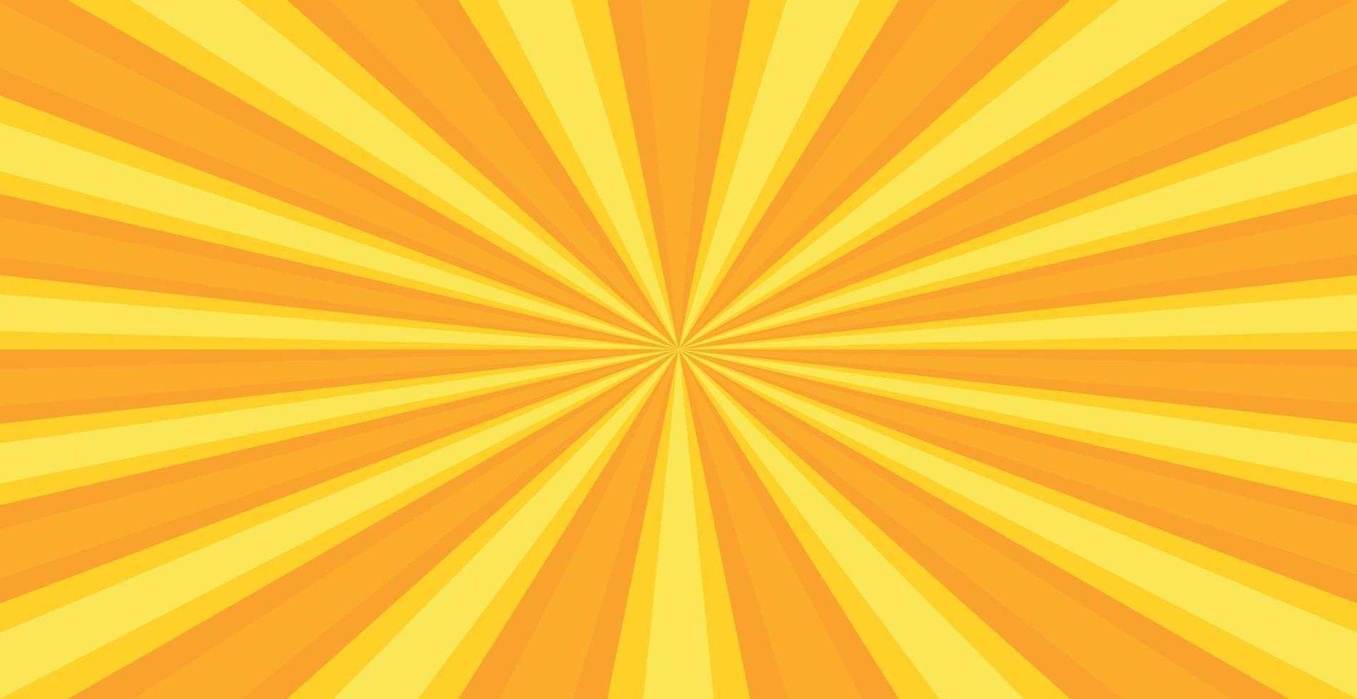 Radial yellow sun rays, bright panoramic pattern texture background - Vector