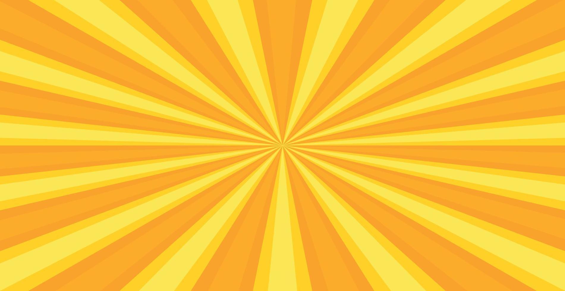 Radial yellow sun rays, bright panoramic pattern texture background - Vector