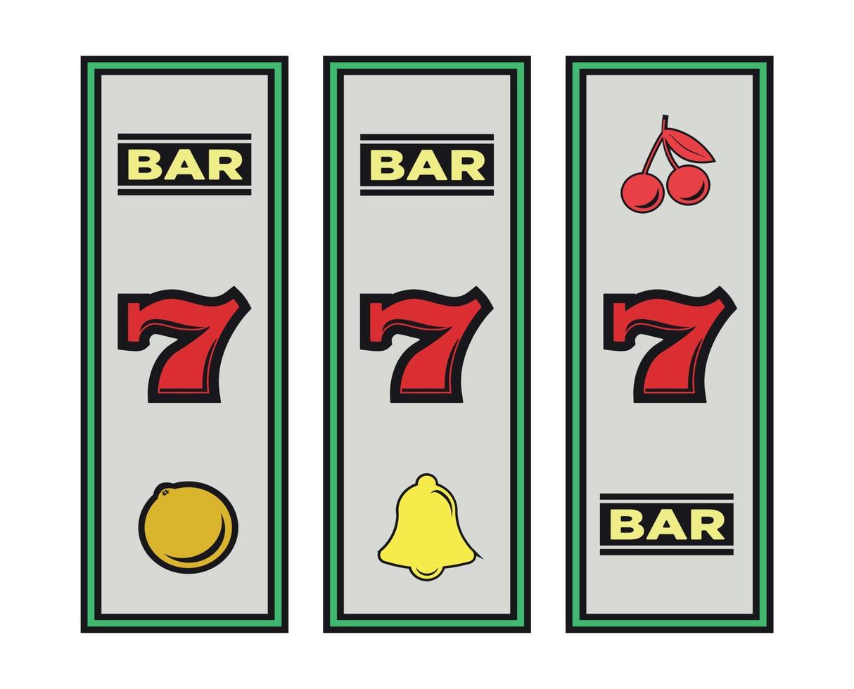 Slot machine casino elements on white background - Vector