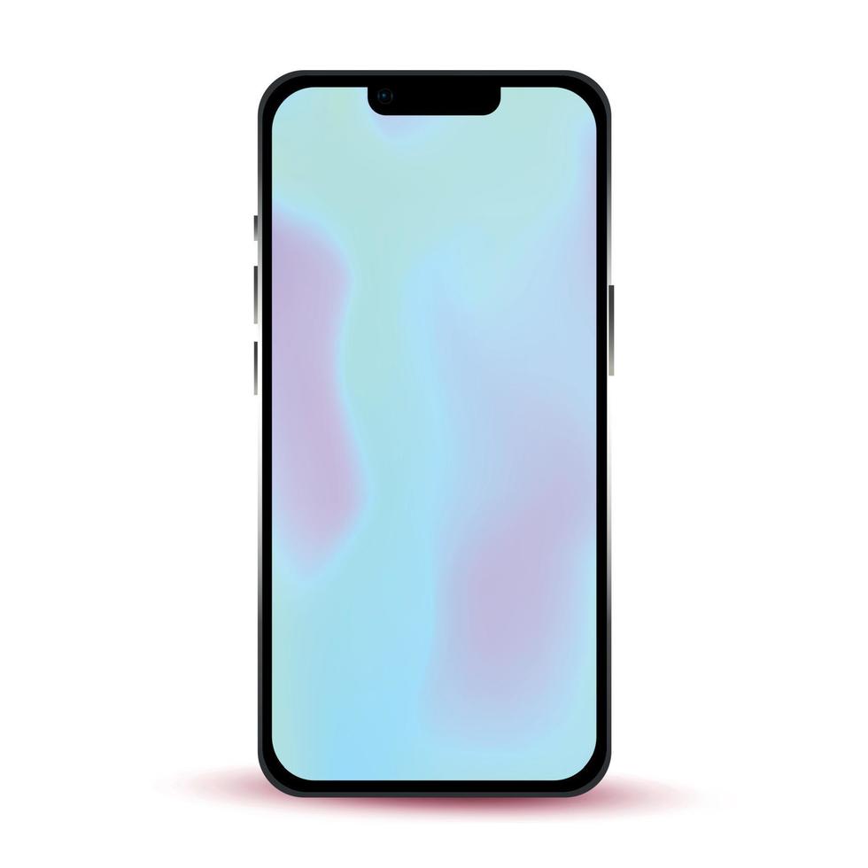 Black smartphone with colorful display isolated on white background - Vector