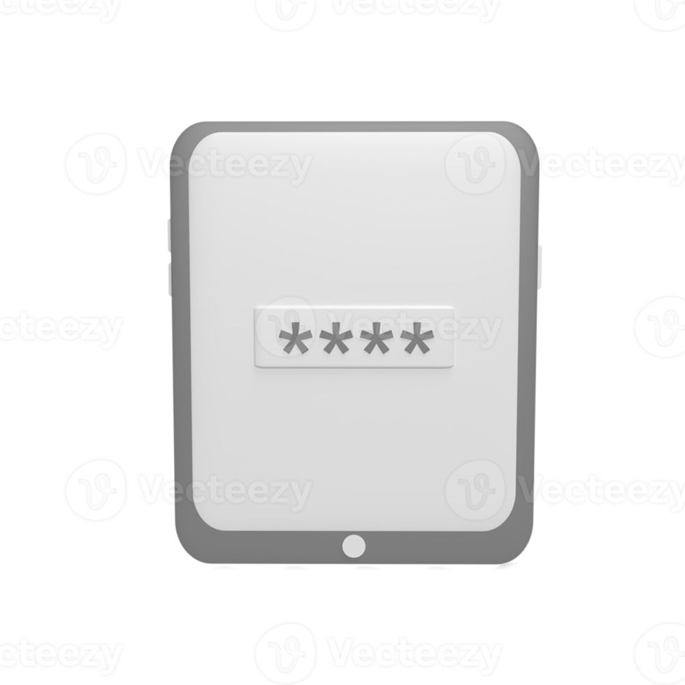 Devices with password 3d icon model cartoon style concept. render illustration png