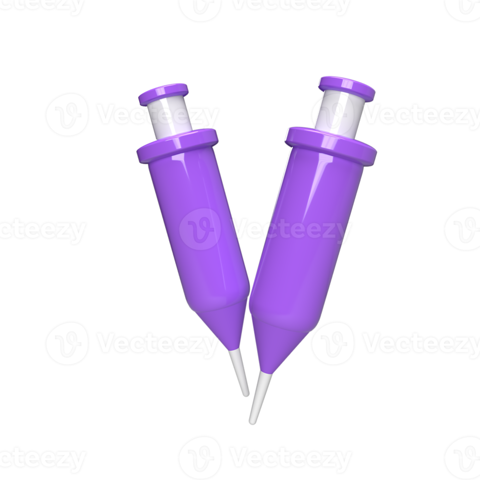 syringe 3d model cartoon style. render illustration png