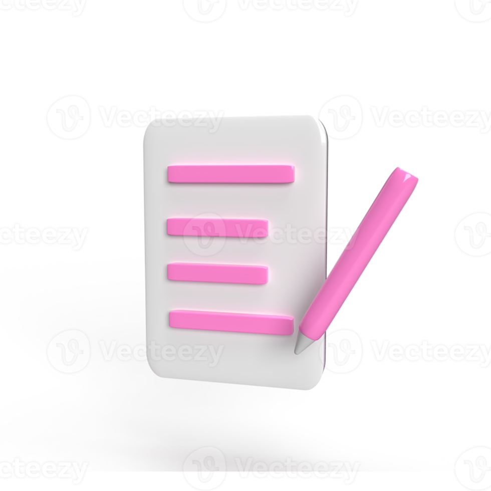 notebook on a pink background, spiral notepad on a table. 3d render illustration png