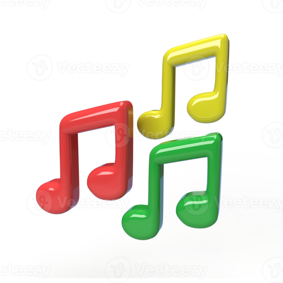 muziekpictogram melodie, lied en notitie, minimale cartoonstijl. 3D render illustratie png