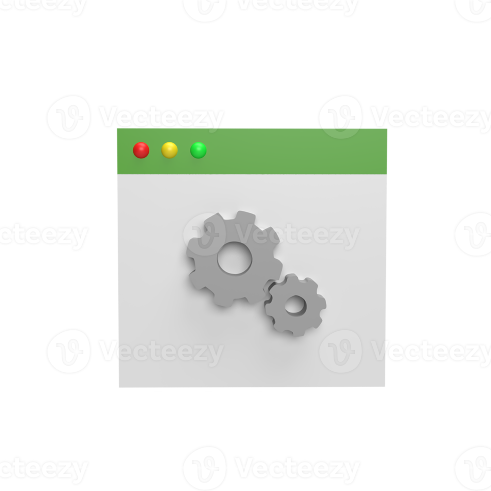 Web maintenance site 3d icon model cartoon style concept. render illustration png