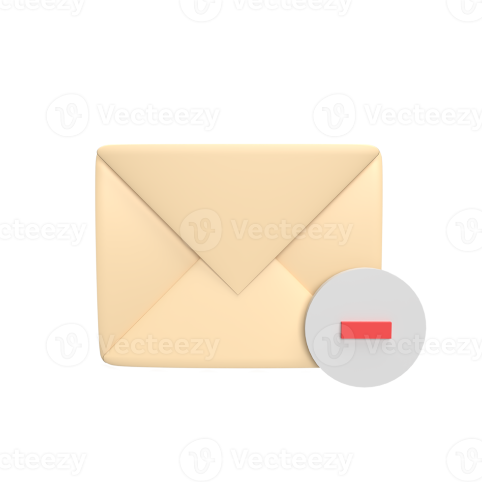 discard messages 3d icon model cartoon style concept. render illustration png