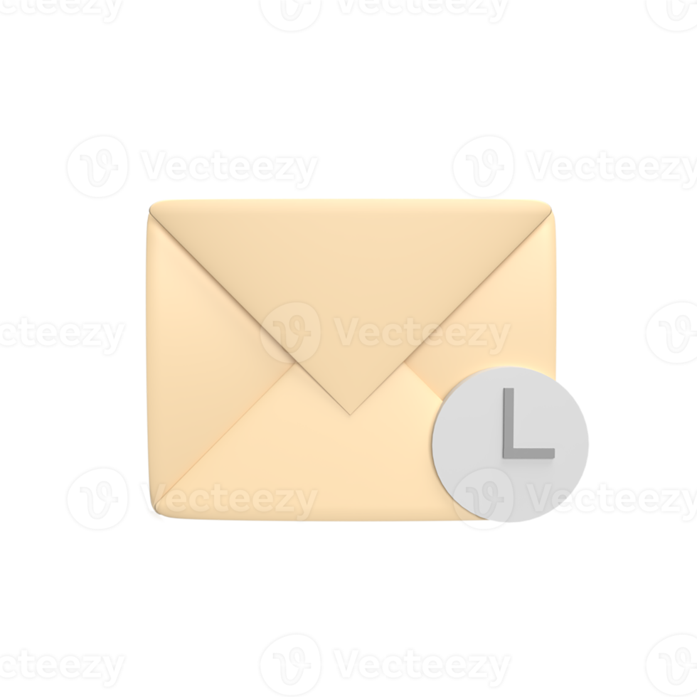 Pending message 3d icon model cartoon style concept. render illustration png