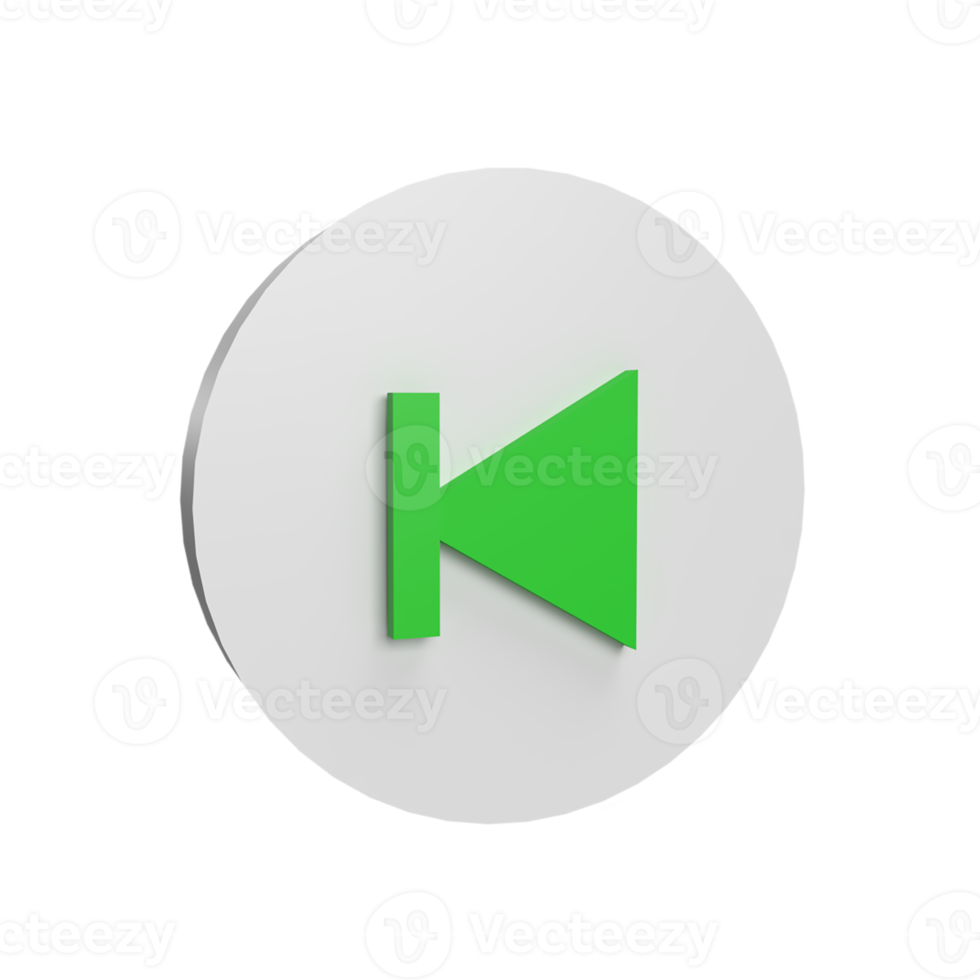 Back button 3d icon model cartoon style concept. render illustration png