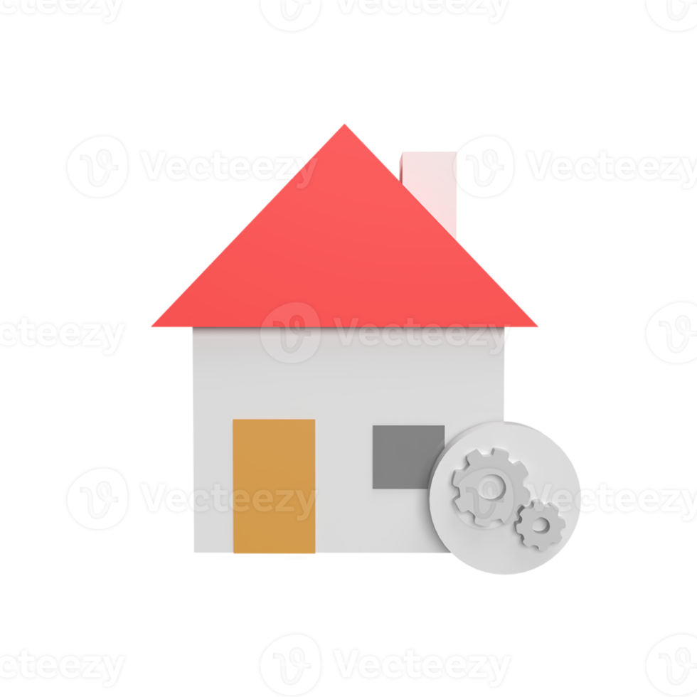 Renovation house 3d icon model cartoon style concept. render illustration png
