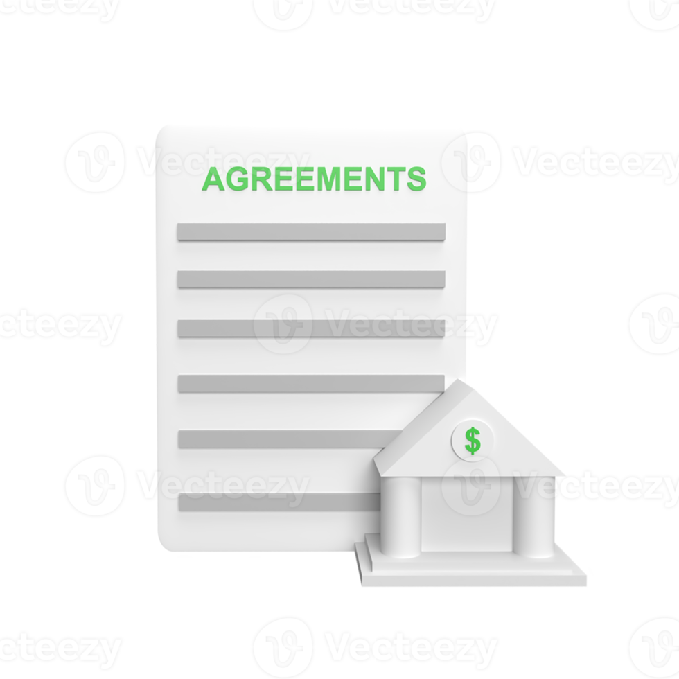 Agreements Document 3d icon model cartoon style. render illustration png