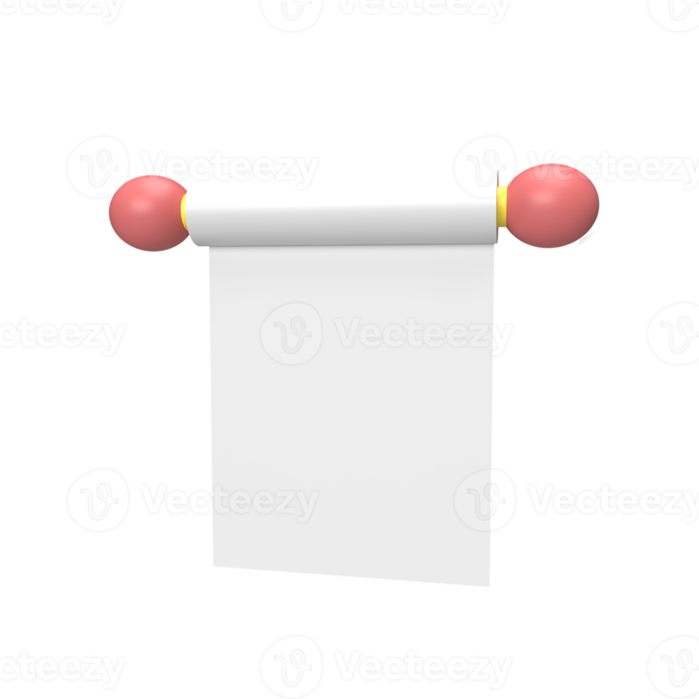 Papierrollen 3D-Modell im Cartoon-Stil. Abbildung machen png