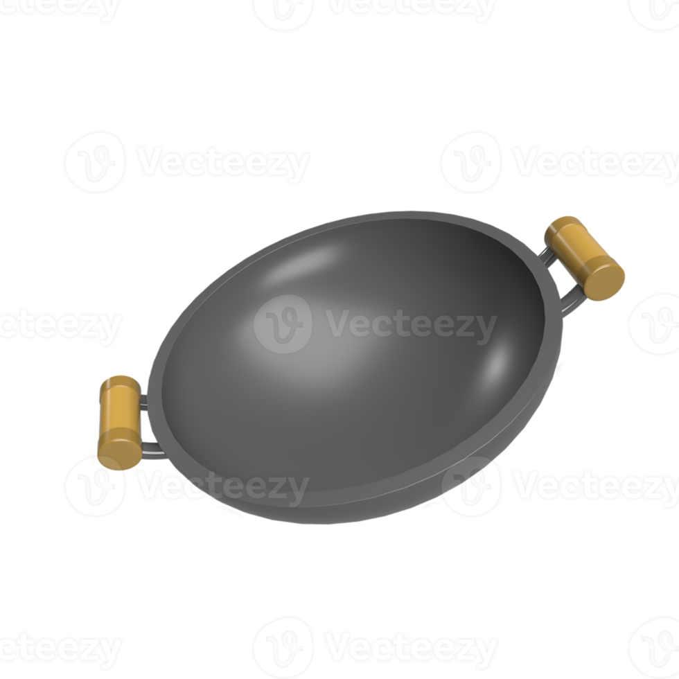 Wok-Cartoon-Stil. 3D-Darstellung png