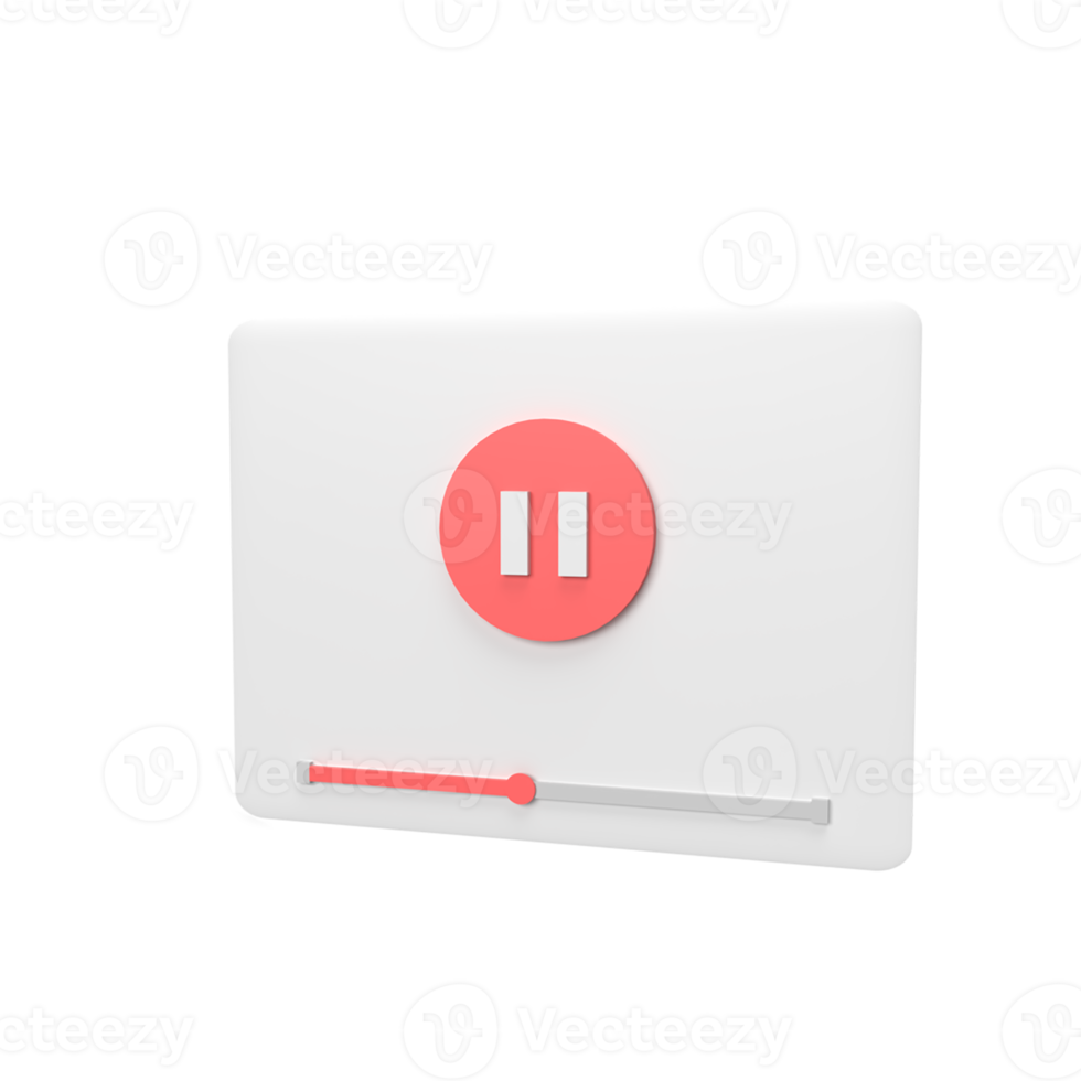 interface video player. Social media concept. model cartoon style. render illustration png