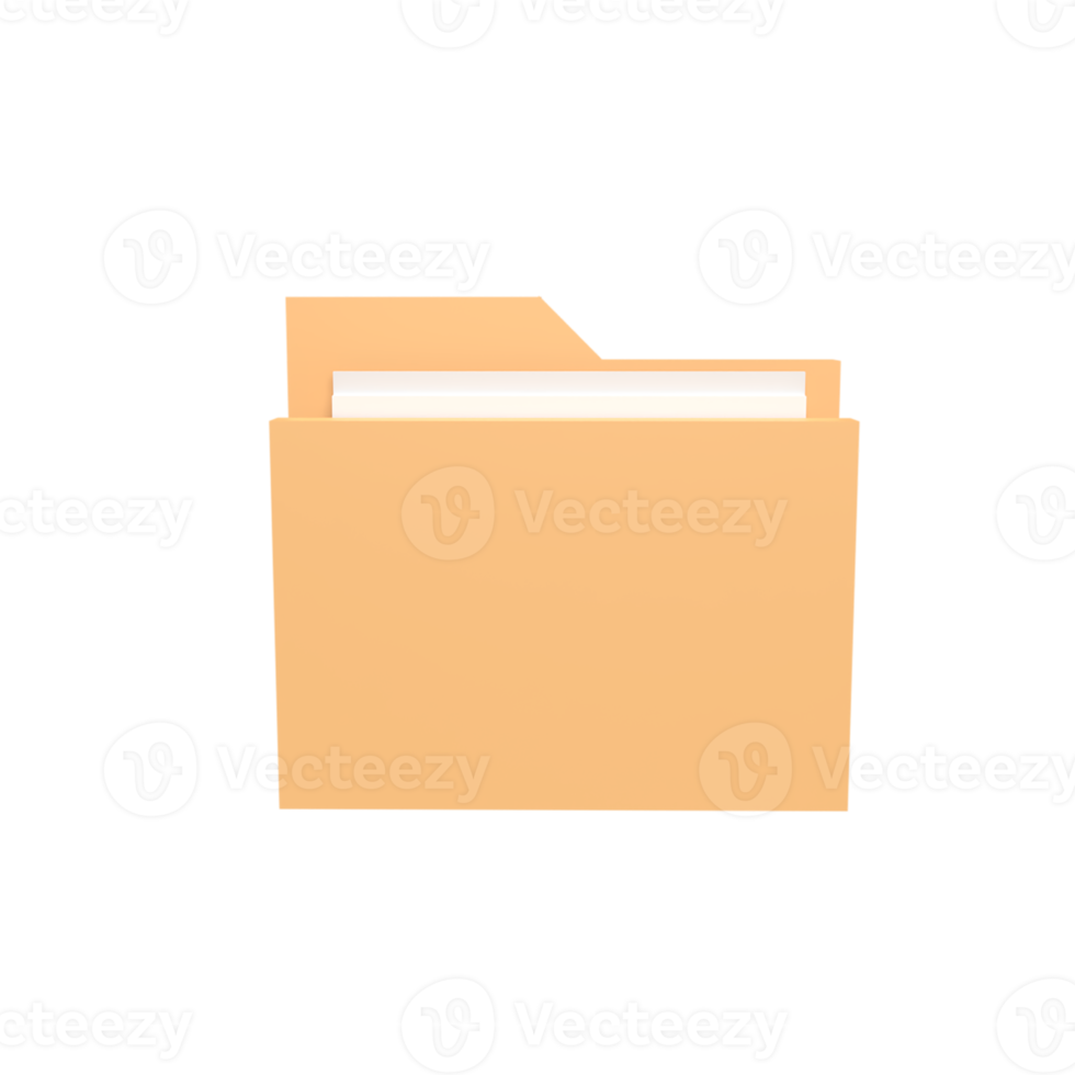 Folder 3d icon model cartoon style concept. render illustration png