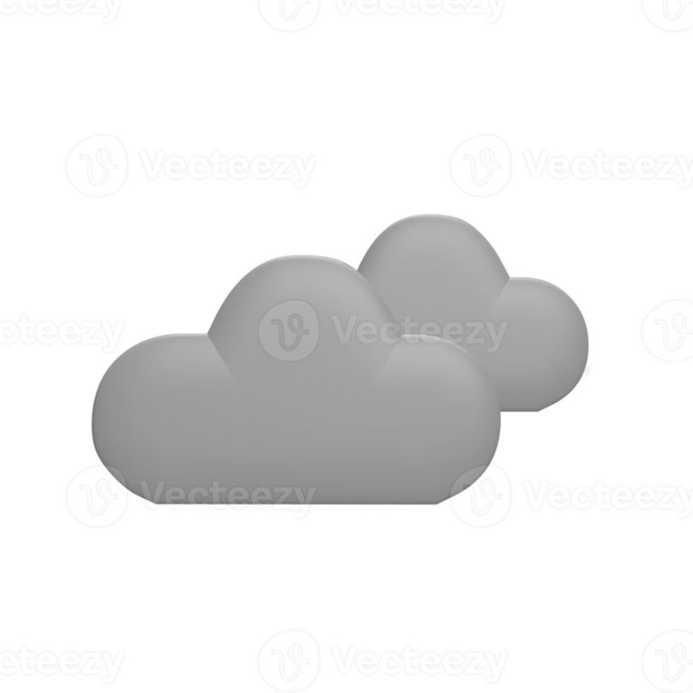 Black cloudy 3d icon model cartoon style concept. render illustration png