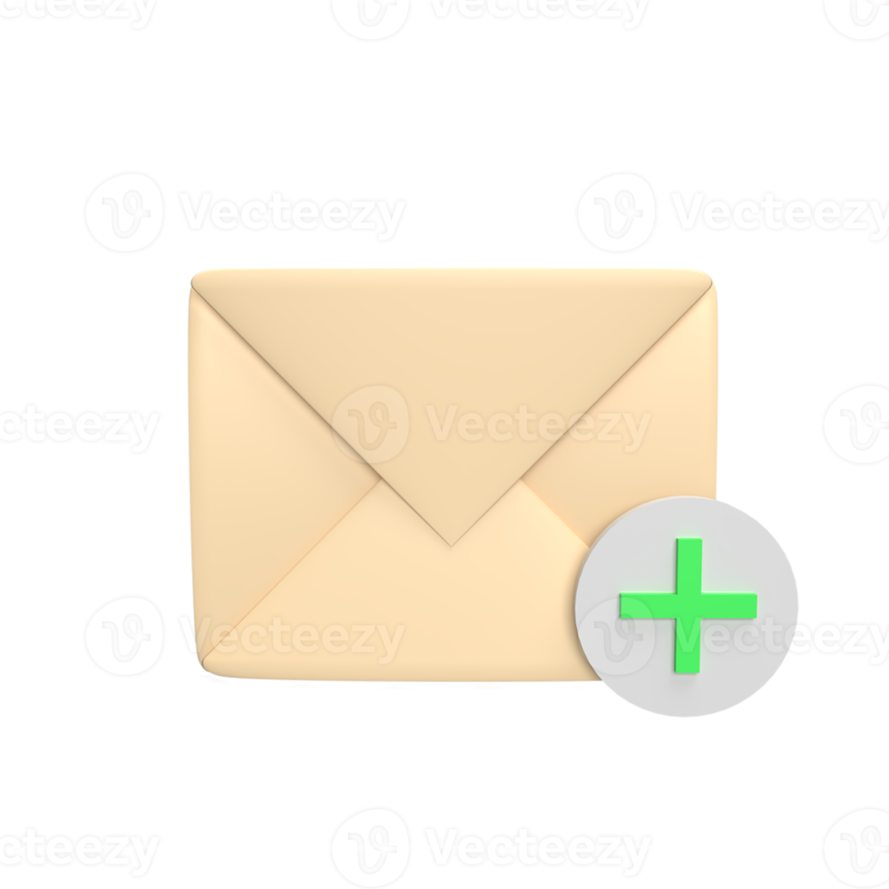 add messages 3d icon model cartoon style concept. render illustration png