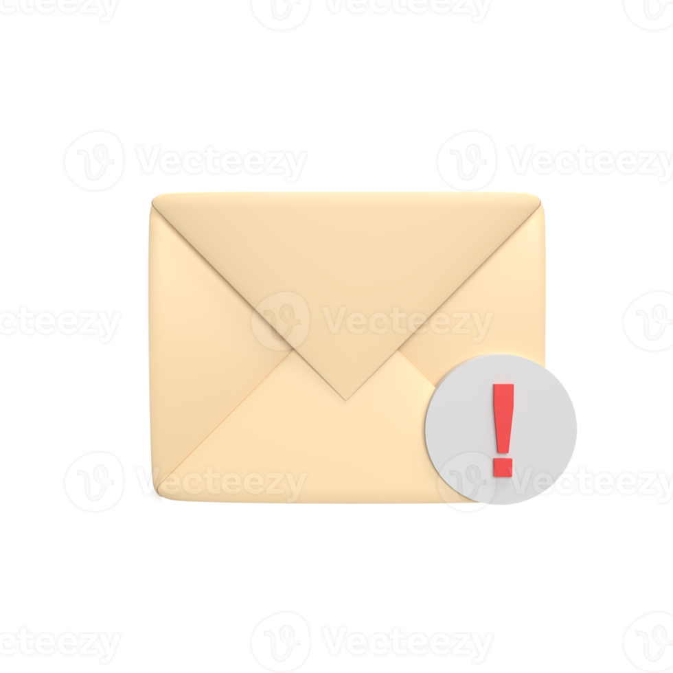 Exclamation messages 3d icon model cartoon style concept. render illustration png