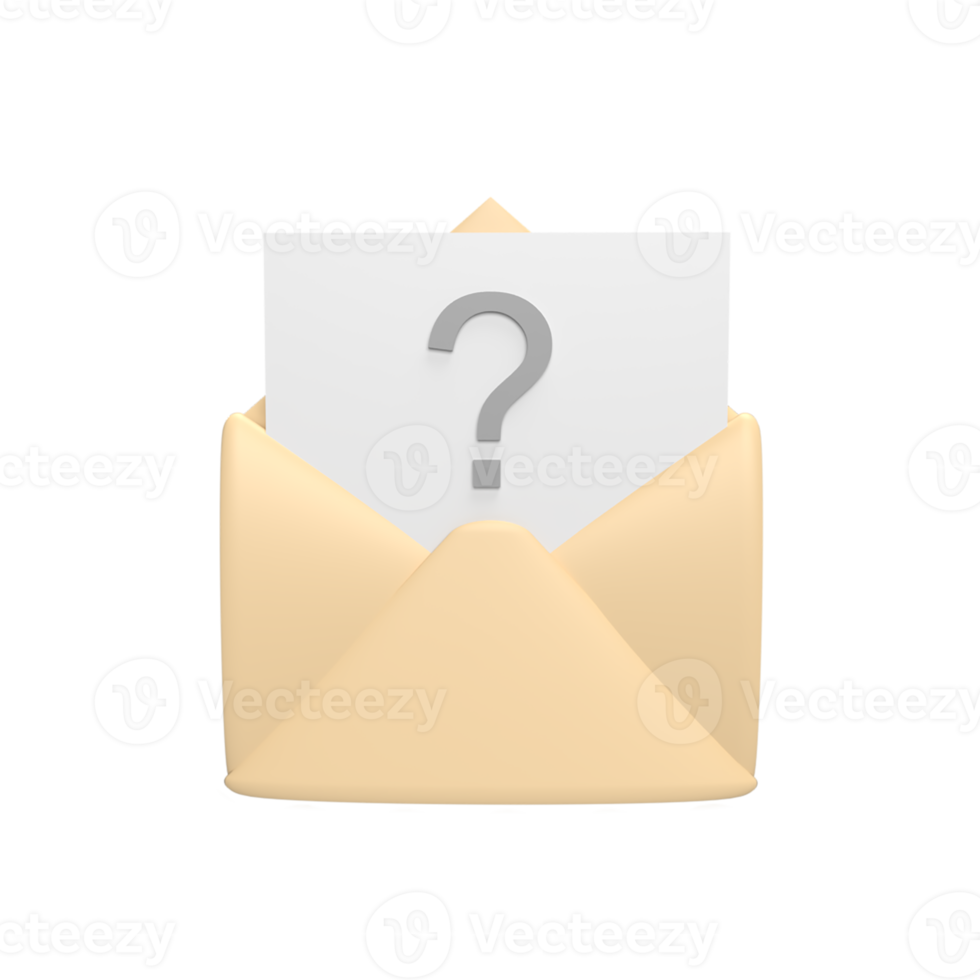 question messages 3d icon model cartoon style concept. render illustration png