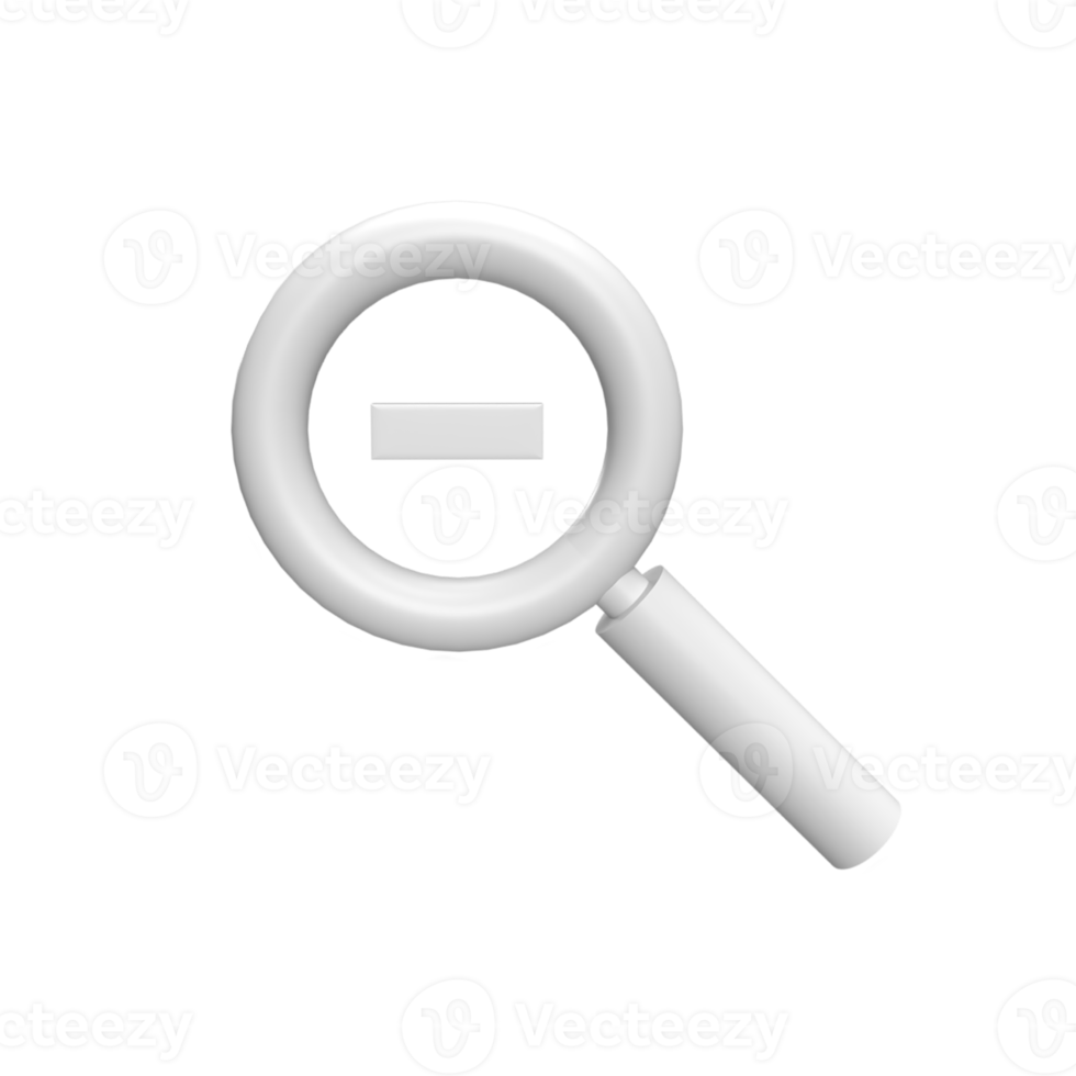 Zoom out 3d icon model cartoon style concept. render illustration png