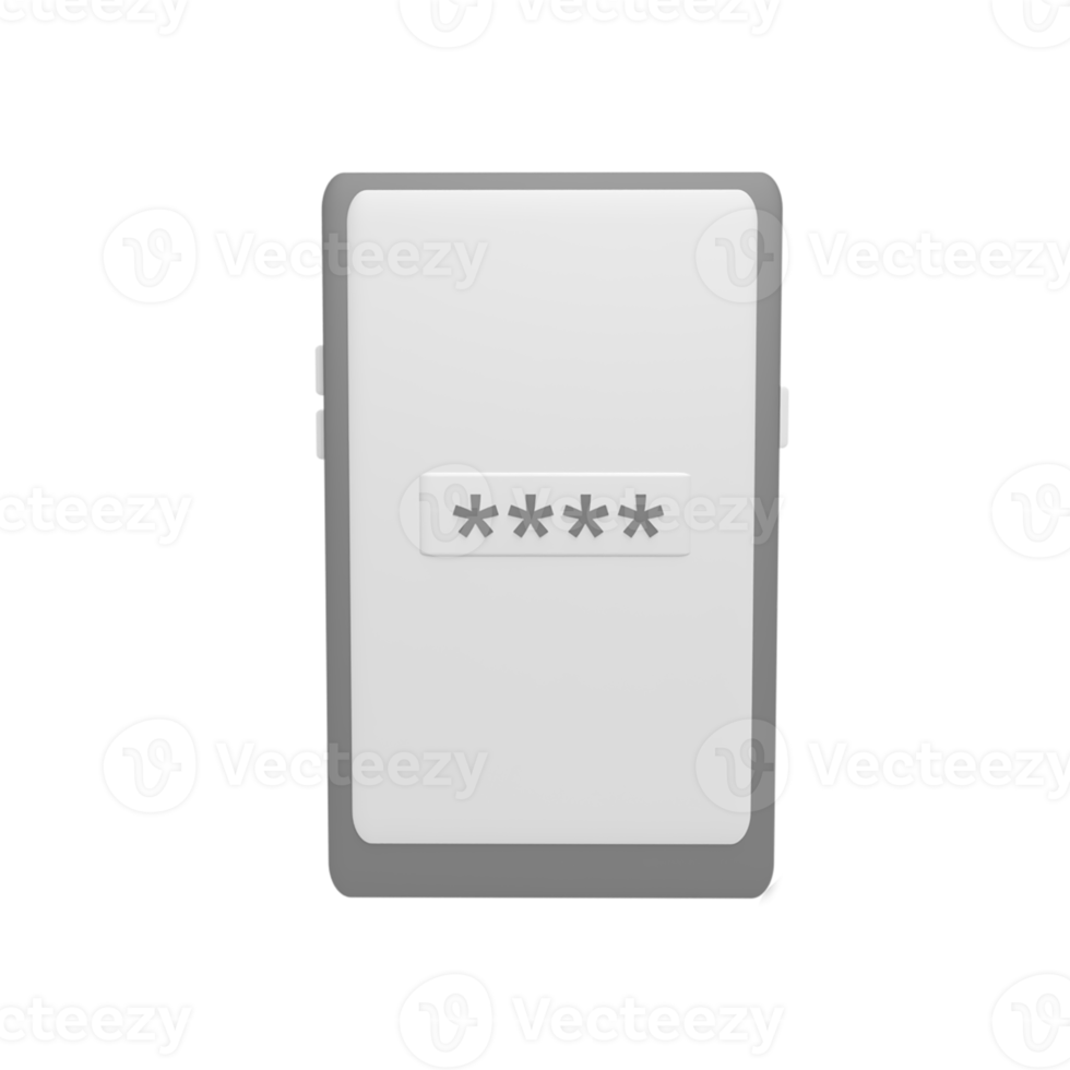 Devices with password 3d icon model cartoon style concept. render illustration png