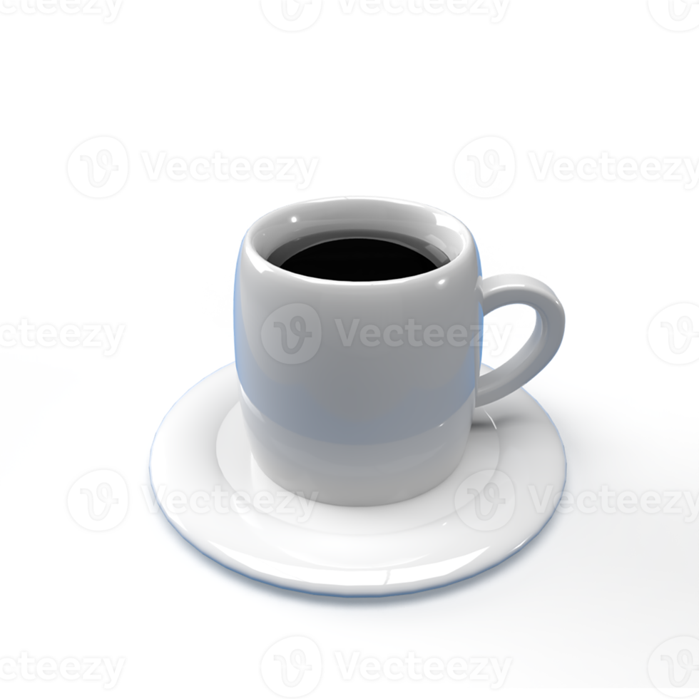 coffee cup on a plate 3d render illustration png