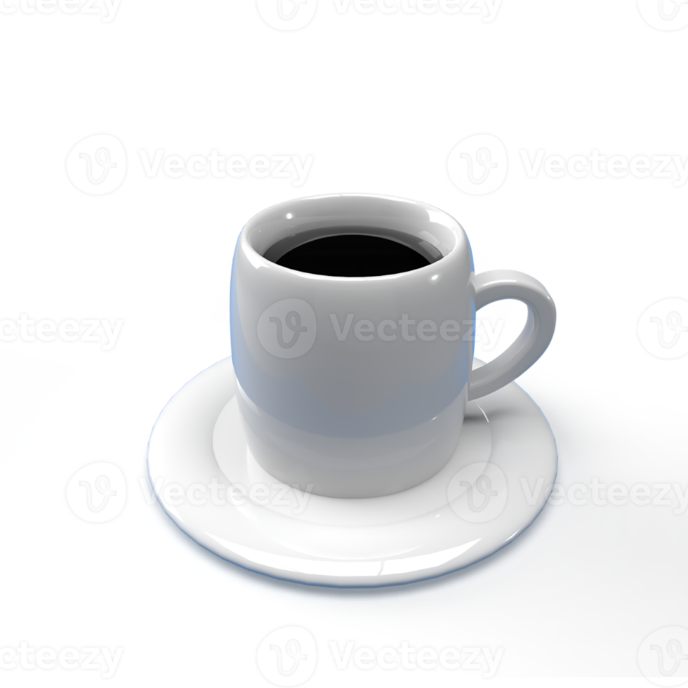 kaffekopp på en tallrik 3d render illustration png