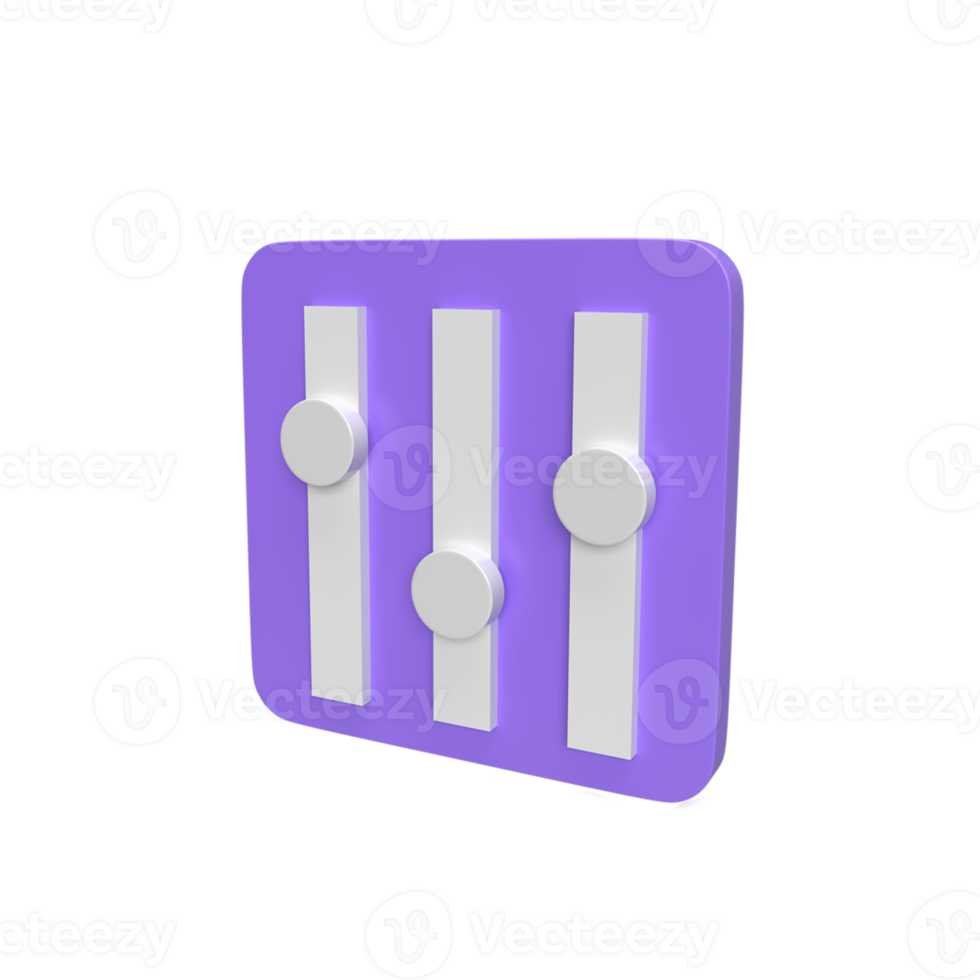 Setting 3d model cartoon style. render illustration png