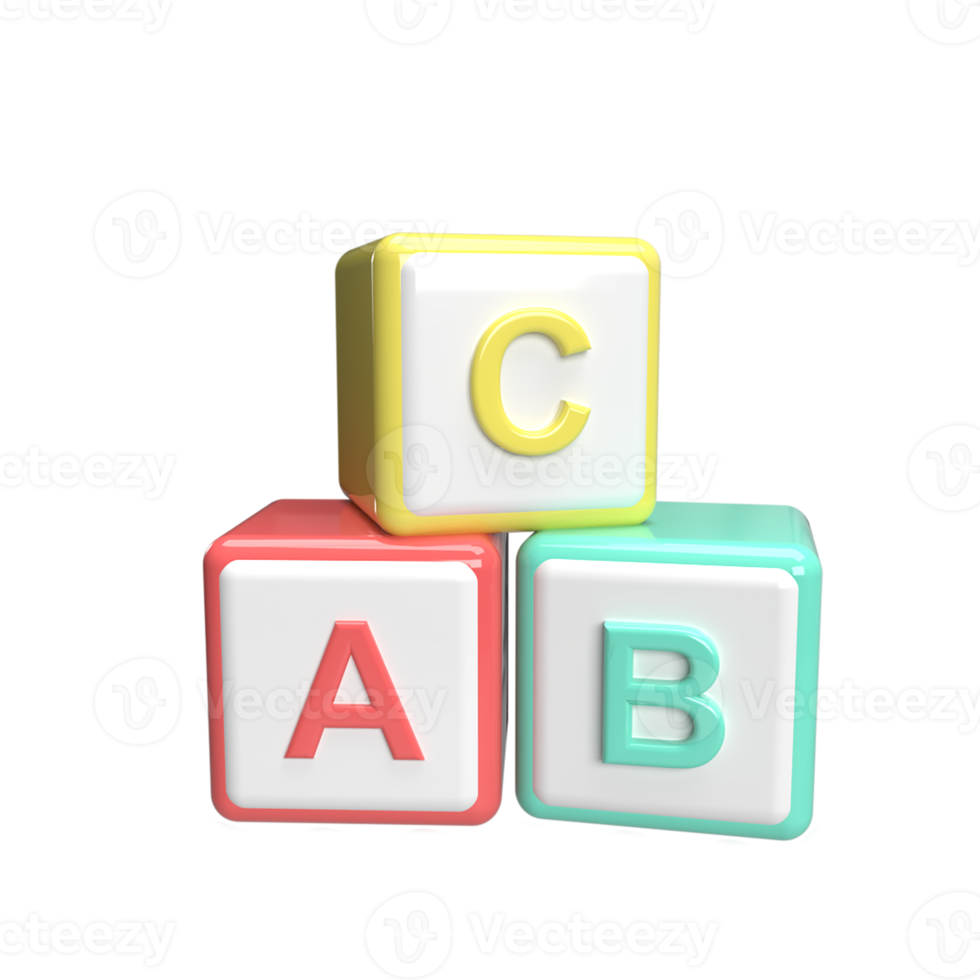 bloc de style de dessin animé modèle alphabet 3d. rendre illustration png