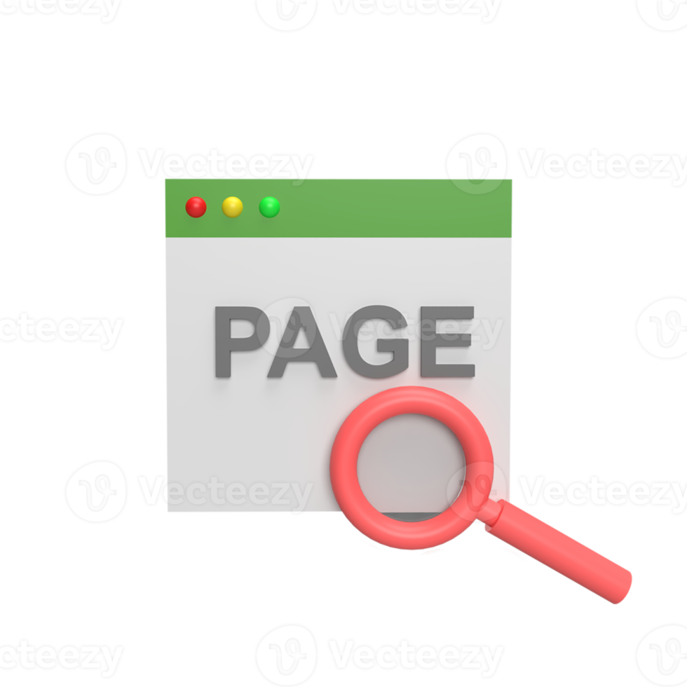 Search page 3d icon model cartoon style concept. render illustration png