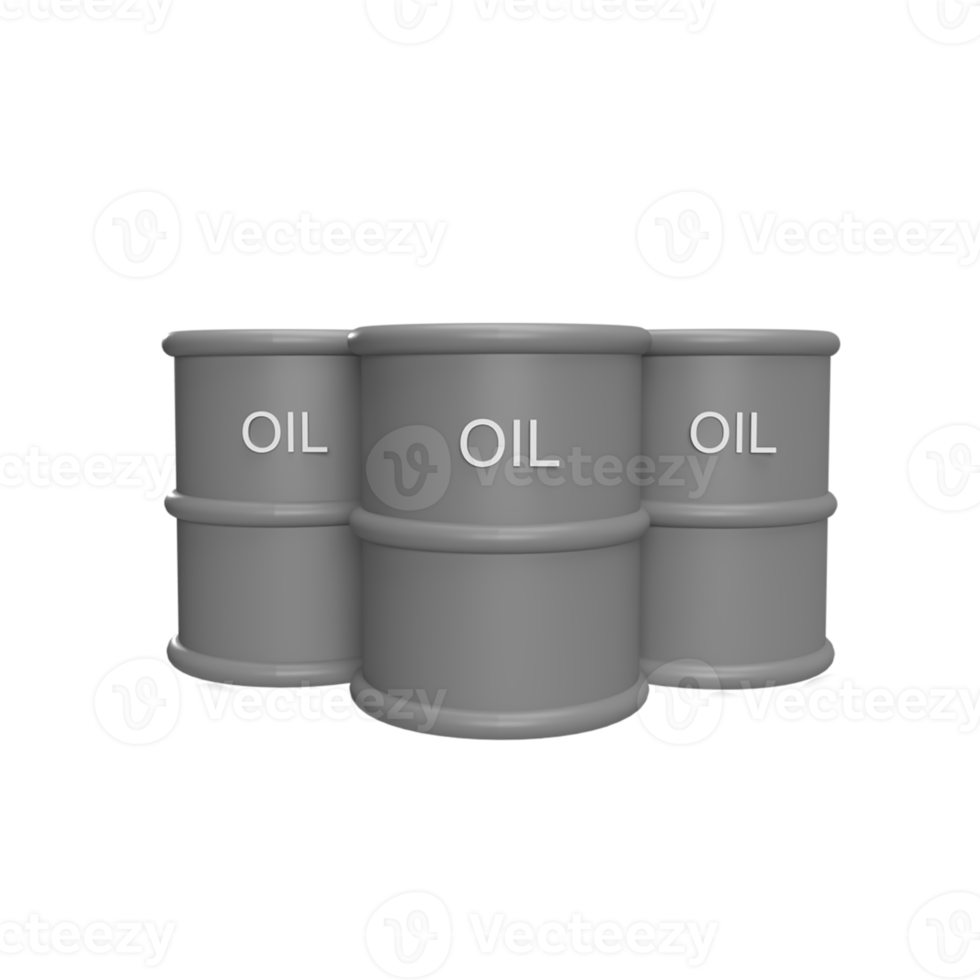 Oil barrel 3d icon model cartoon style concept. render illustration png