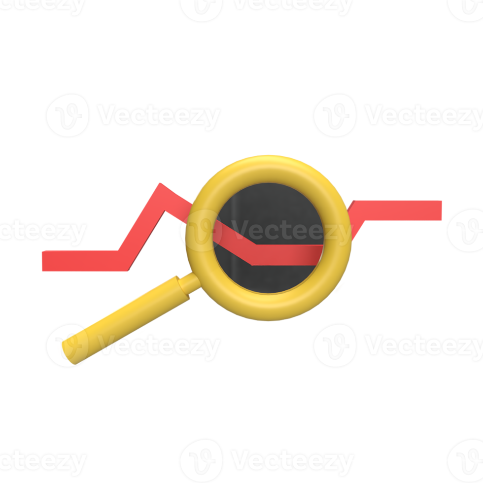 Graph analysis 3d icon model cartoon style concept. render illustration png