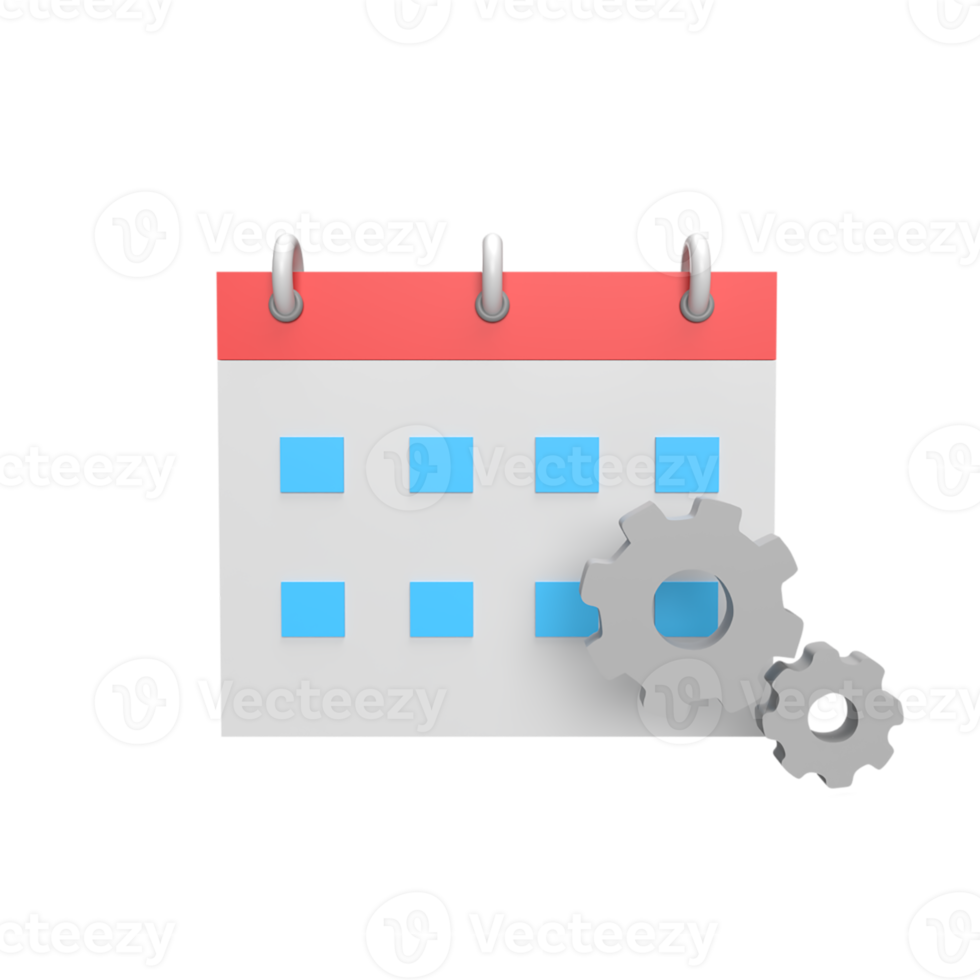 Calender management 3d icon model cartoon style concept. render illustration png