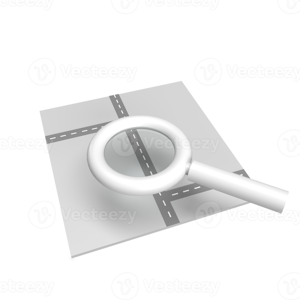 ricerca strada 3d icona modello cartone animato concetto di stile. rendere l'illustrazione png