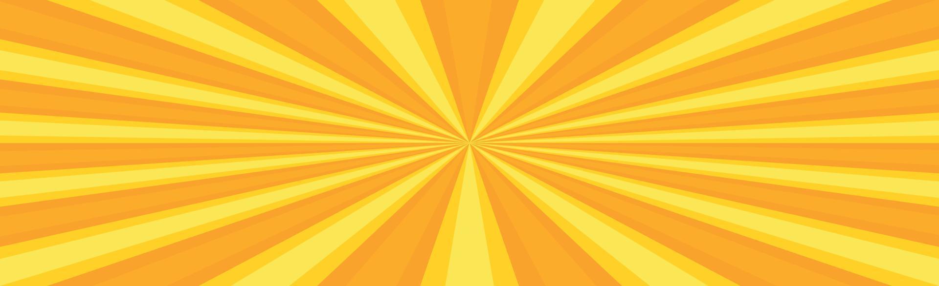Radial yellow sun rays, bright panoramic pattern texture background - Vector