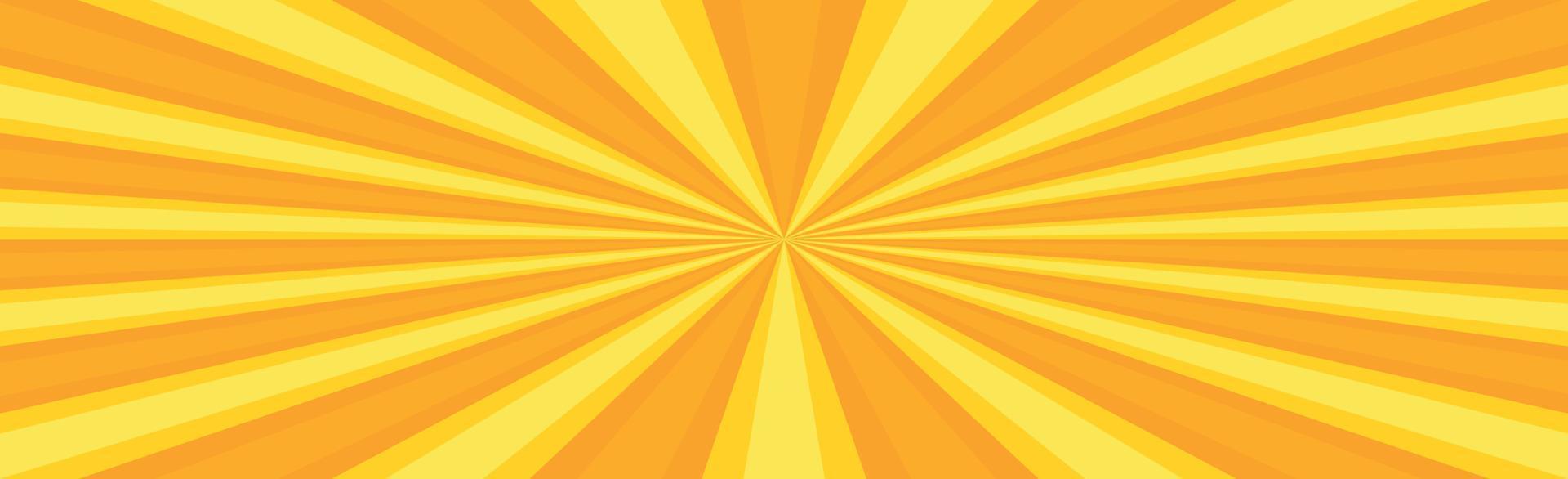 Radial yellow sun rays, bright panoramic pattern texture background - Vector