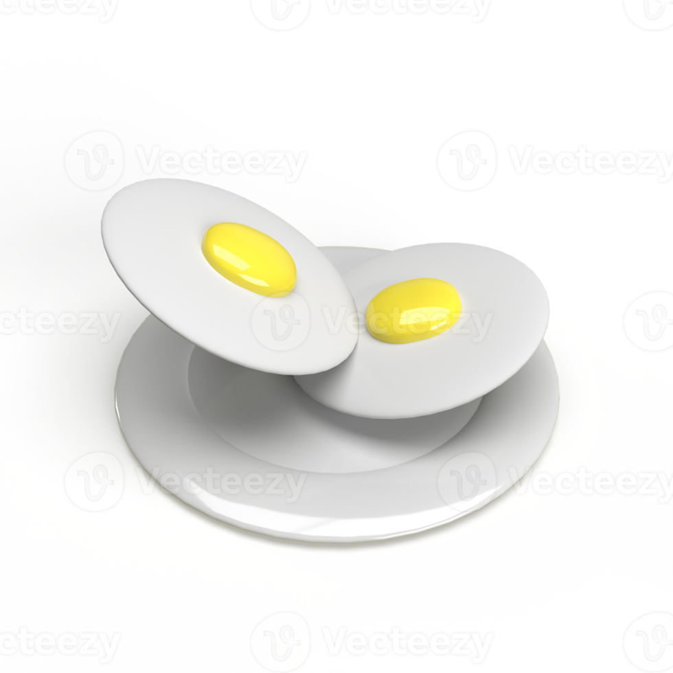 Egg on a plate 3d rendering illustration png