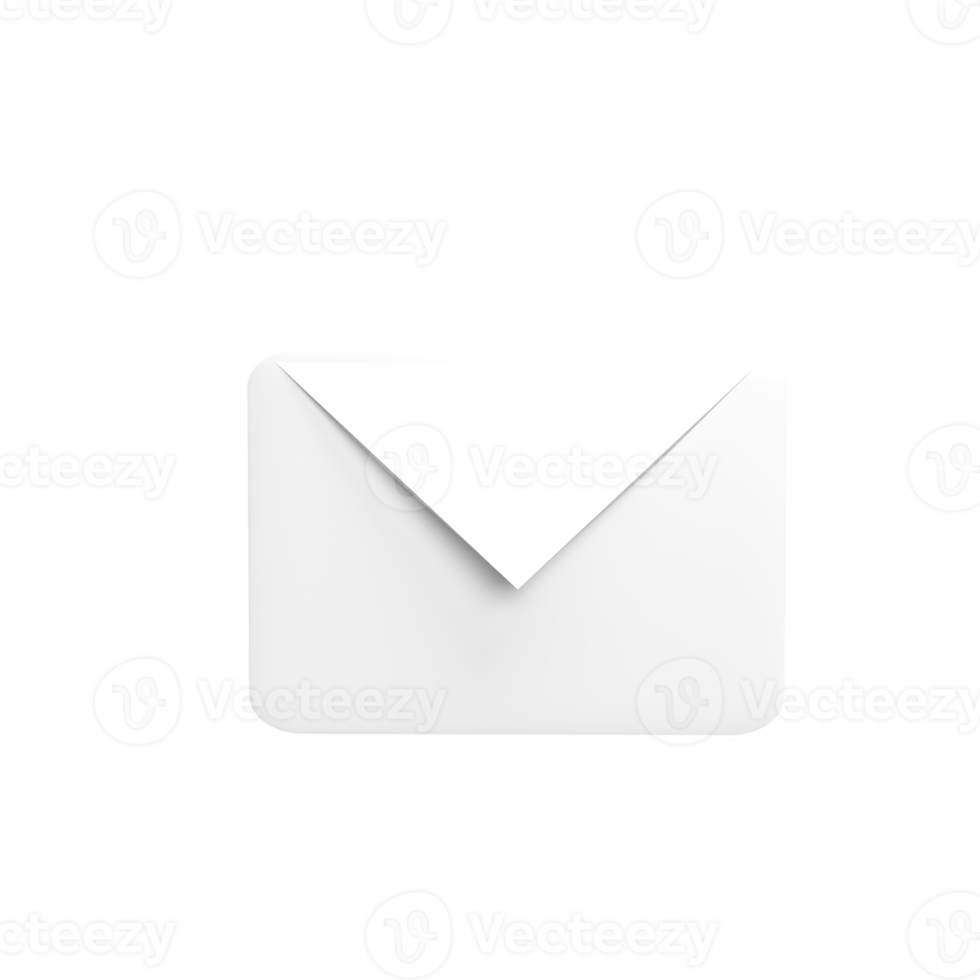 mail envelope 3d model cartoon style. render illustration png
