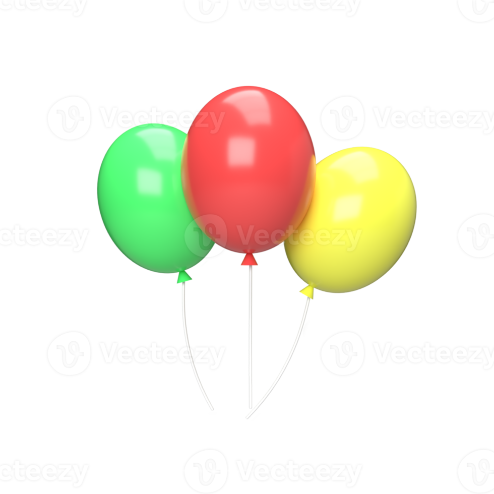 balloon 3d model cartoon style. render illustration png