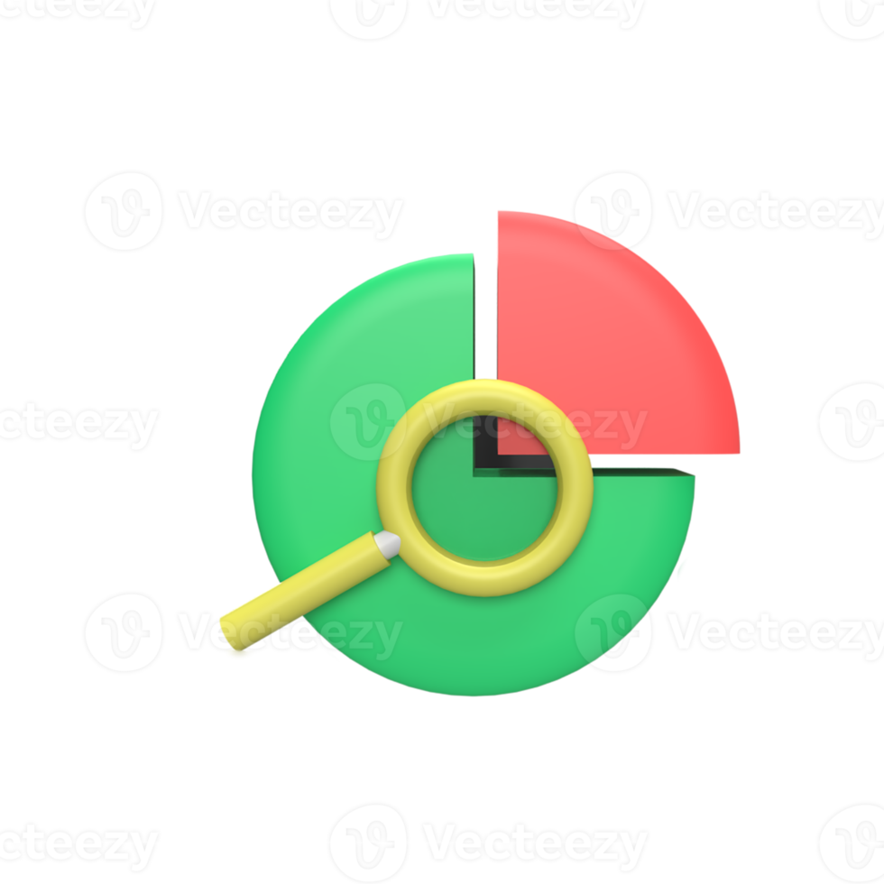 Data analysis 3d model cartoon style. render illustration png