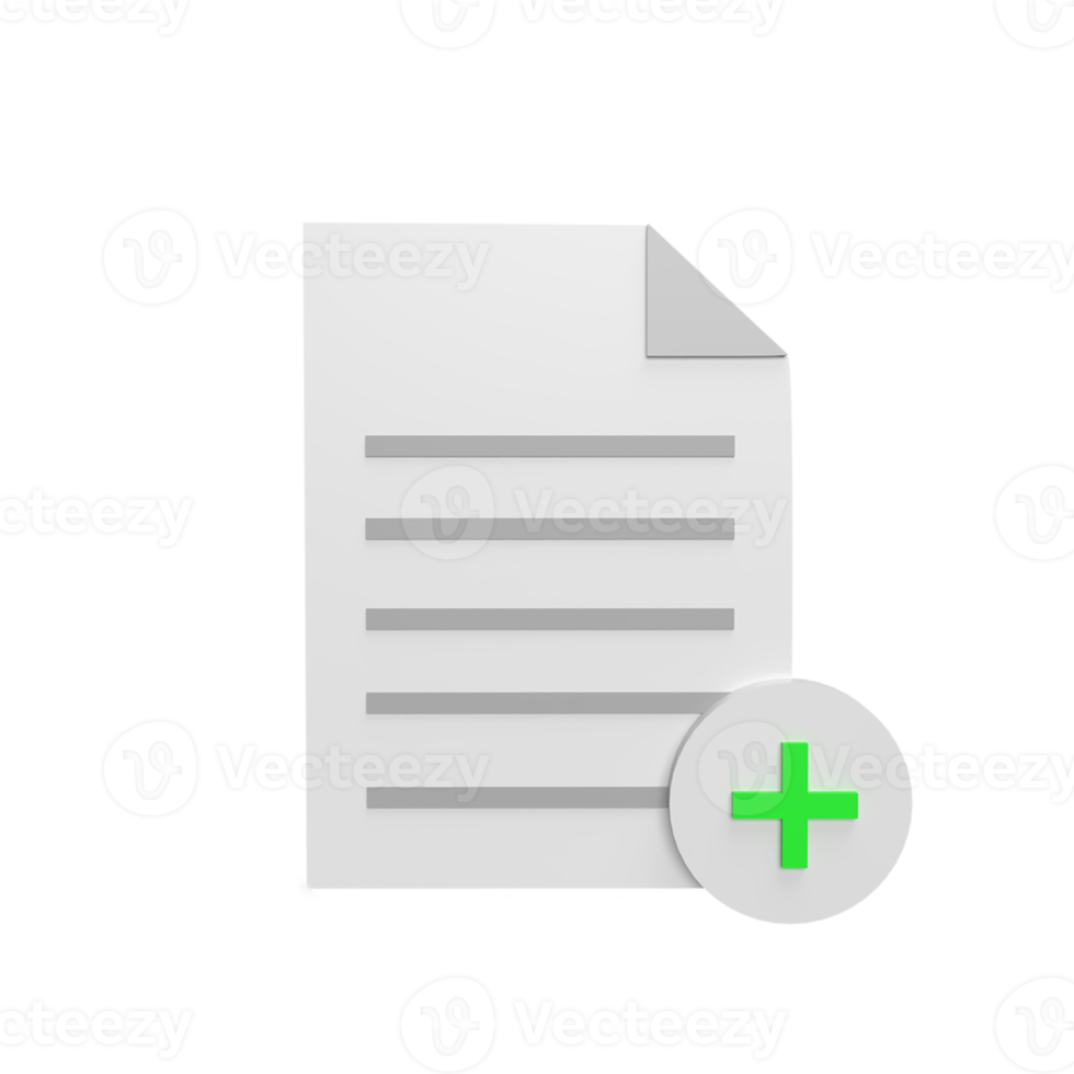 Add Document approved 3d icon model cartoon style concept. render illustration png