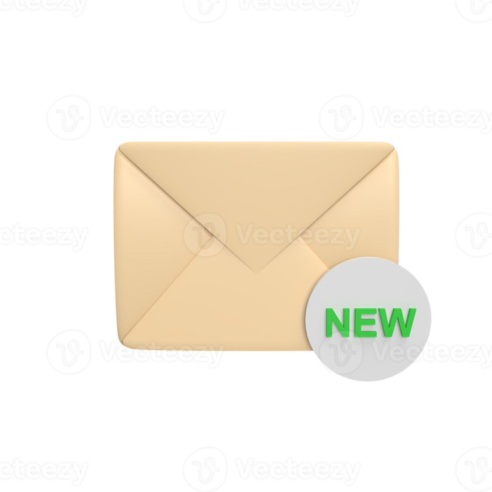 new messages 3d icon model cartoon style concept. render illustration png