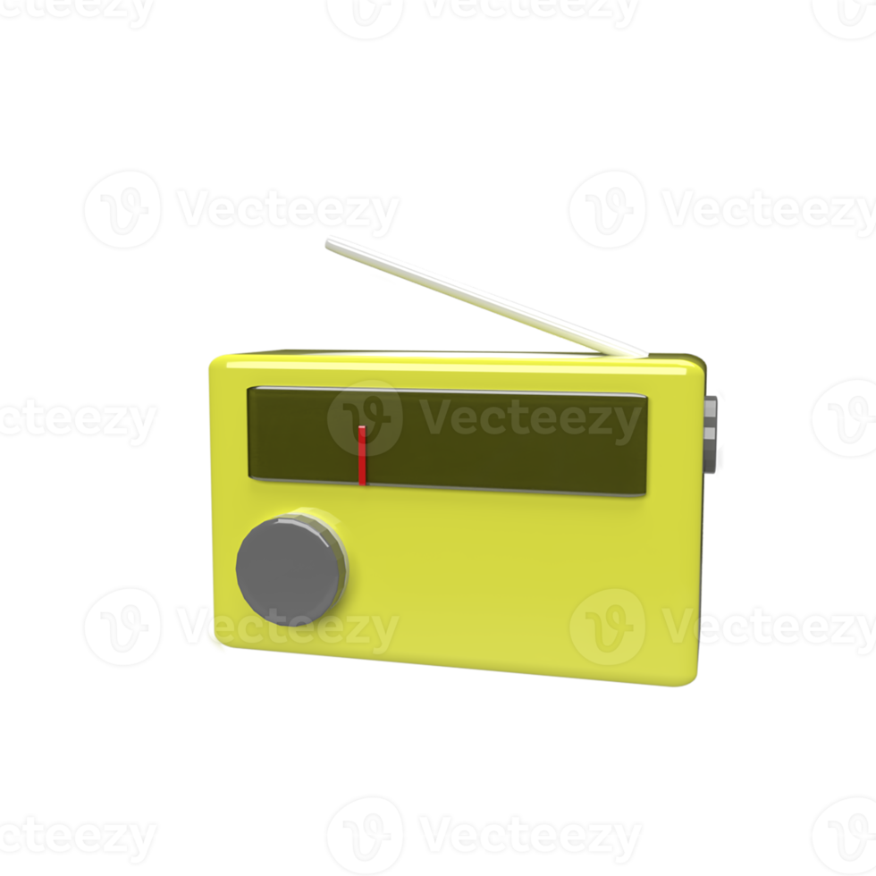 Radio 3d model cartoon style. render illustration png