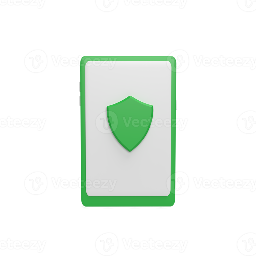 Protect phone 3d icon model cartoon style concept. render illustration png