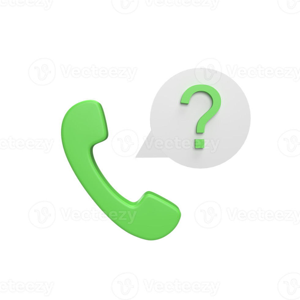 Question Call 3d icon model cartoon style concept. render illustration png