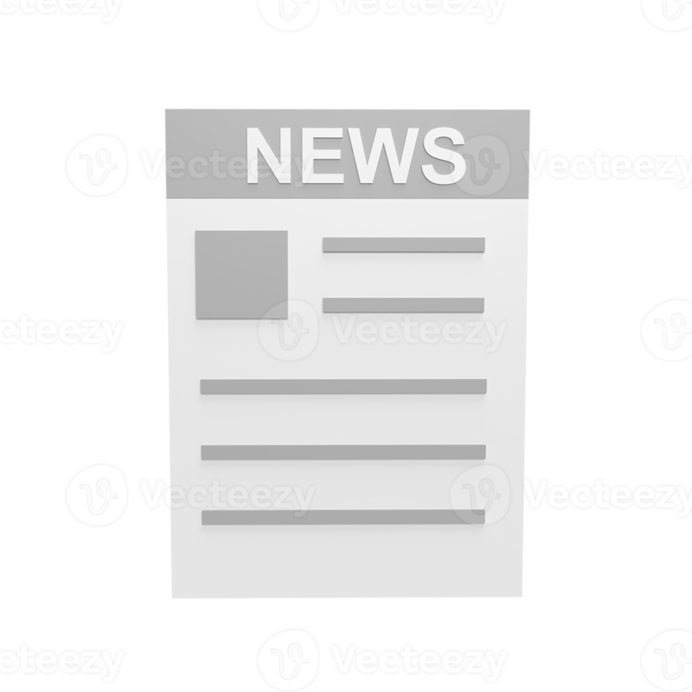 News 3d icon model cartoon style concept. render illustration png