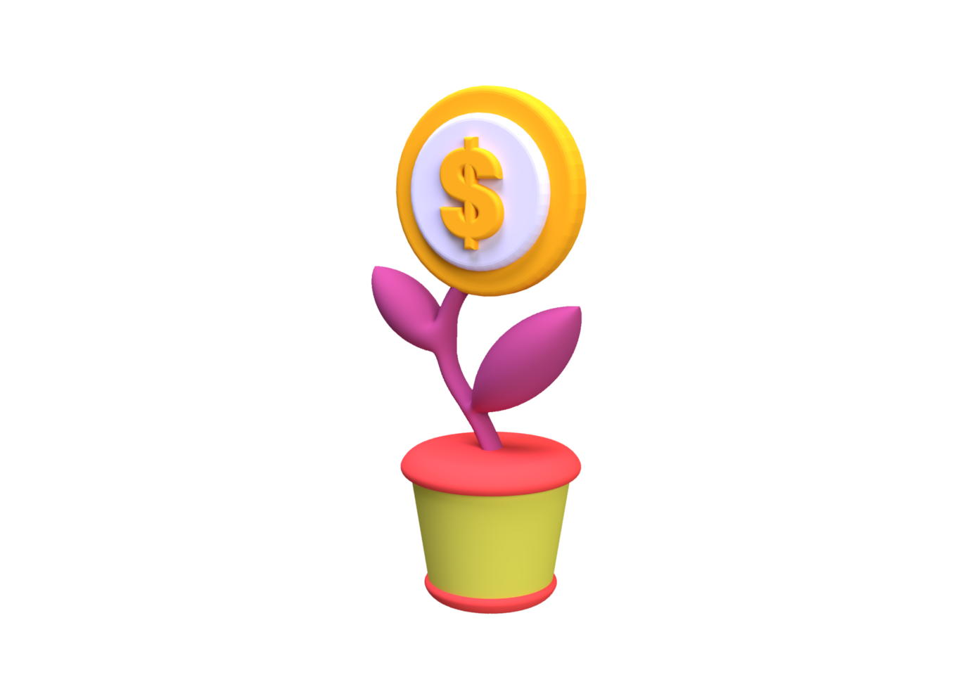 tree with coin flower in pot business concept illustration for business idea concept background png