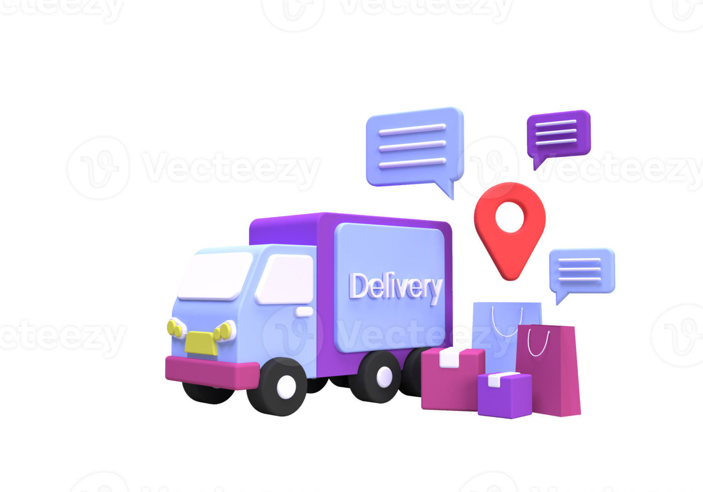 Shopping online and delivery with truck concept illustration for business idea concept background png