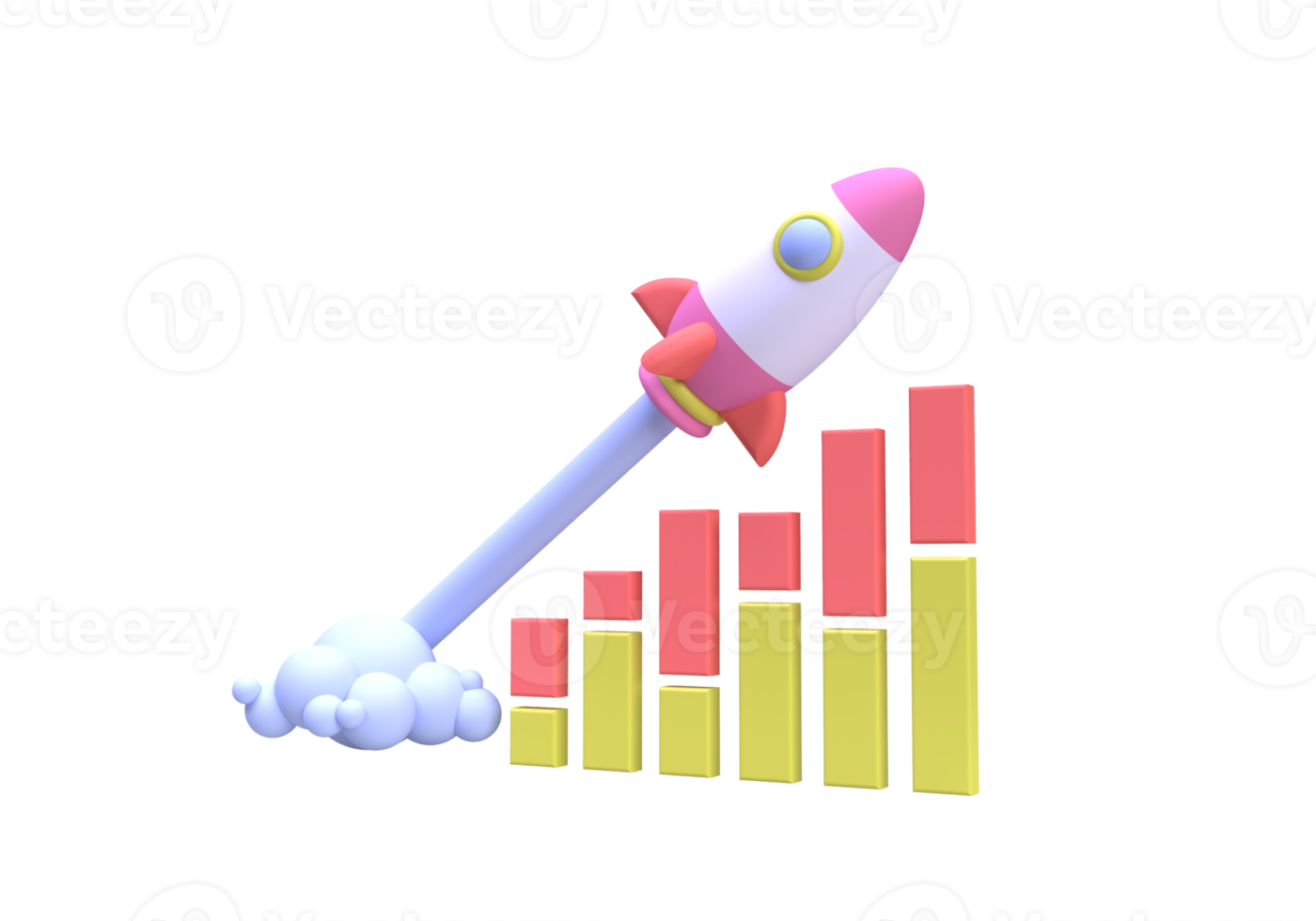 Rocket Launches or Space Ship concept illustration Landing page template for business idea concept background png