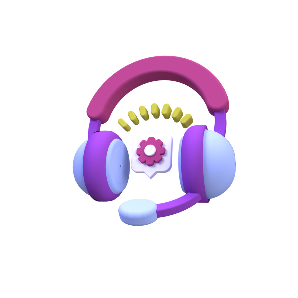 Support operator with headphones illustration for business idea concept background,3D,render png